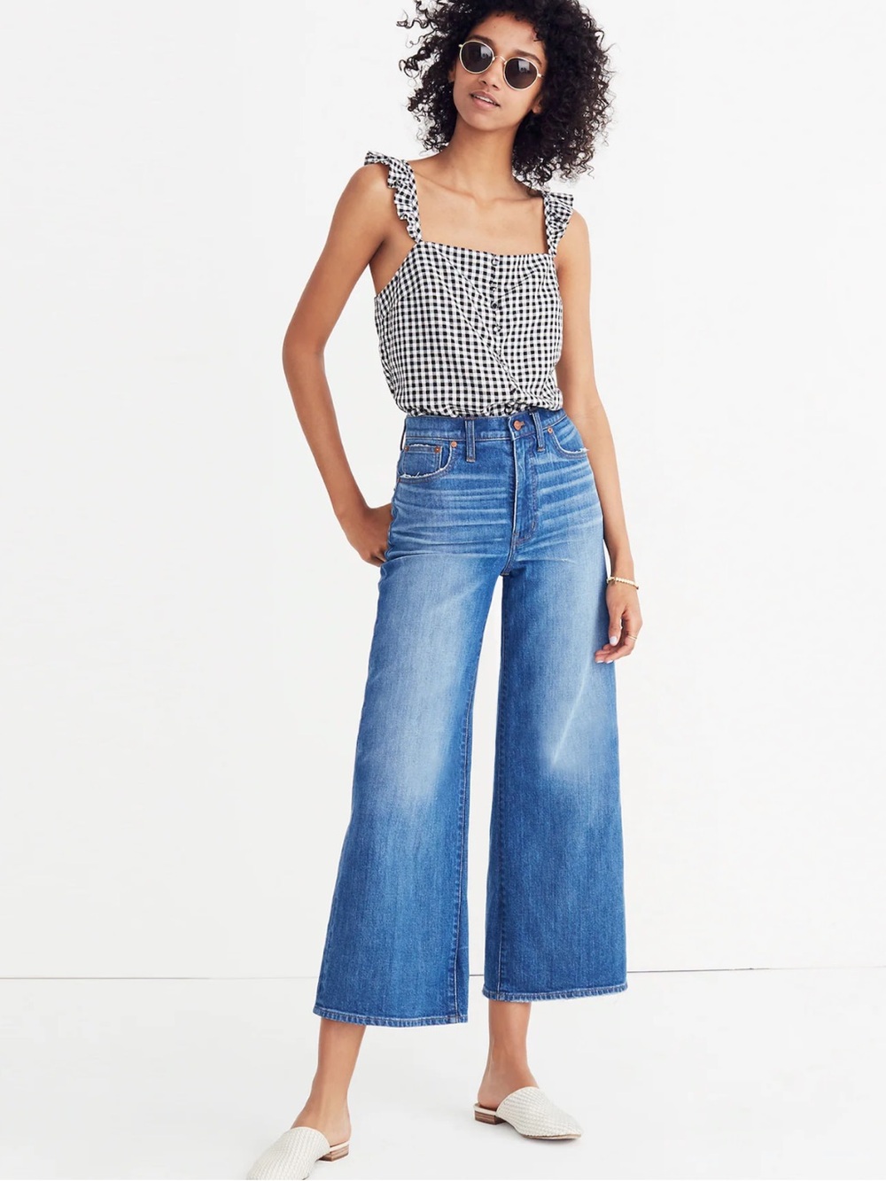 Madewell Wide-Leg High-Waist Crop Jeans in Finney Wash W2550 Sz 28